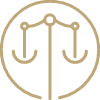 Gold line art of measurement scales inside a circle